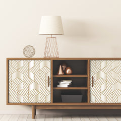 Stripped Hexagon Peel and Stick Wallpaper in a room setting