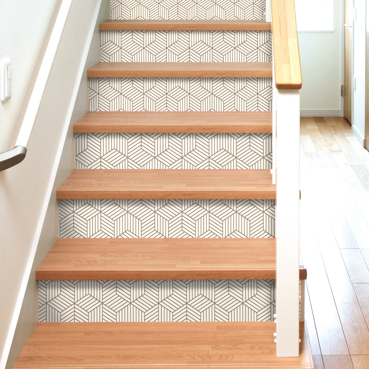 Stripped Hexagon Peel and Stick Wallpaper in a room setting
