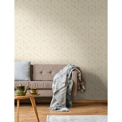 Stripped Hexagon Peel and Stick Wallpaper in a room setting