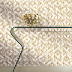 Stripped Hexagon Peel and Stick Wallpaper in a room setting