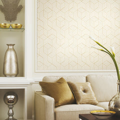 Stripped Hexagon Peel and Stick Wallpaper in a room setting