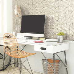 Stripped Hexagon Peel and Stick Wallpaper in a room setting