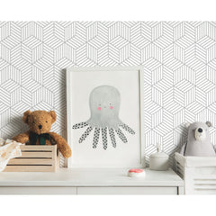 Striped Hexagon Peel and Stick Wallpaper in a room setting