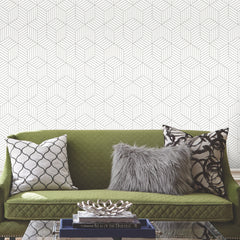 Striped Hexagon Peel and Stick Wallpaper in a room setting