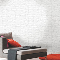 Striped Hexagon Peel and Stick Wallpaper in a room setting