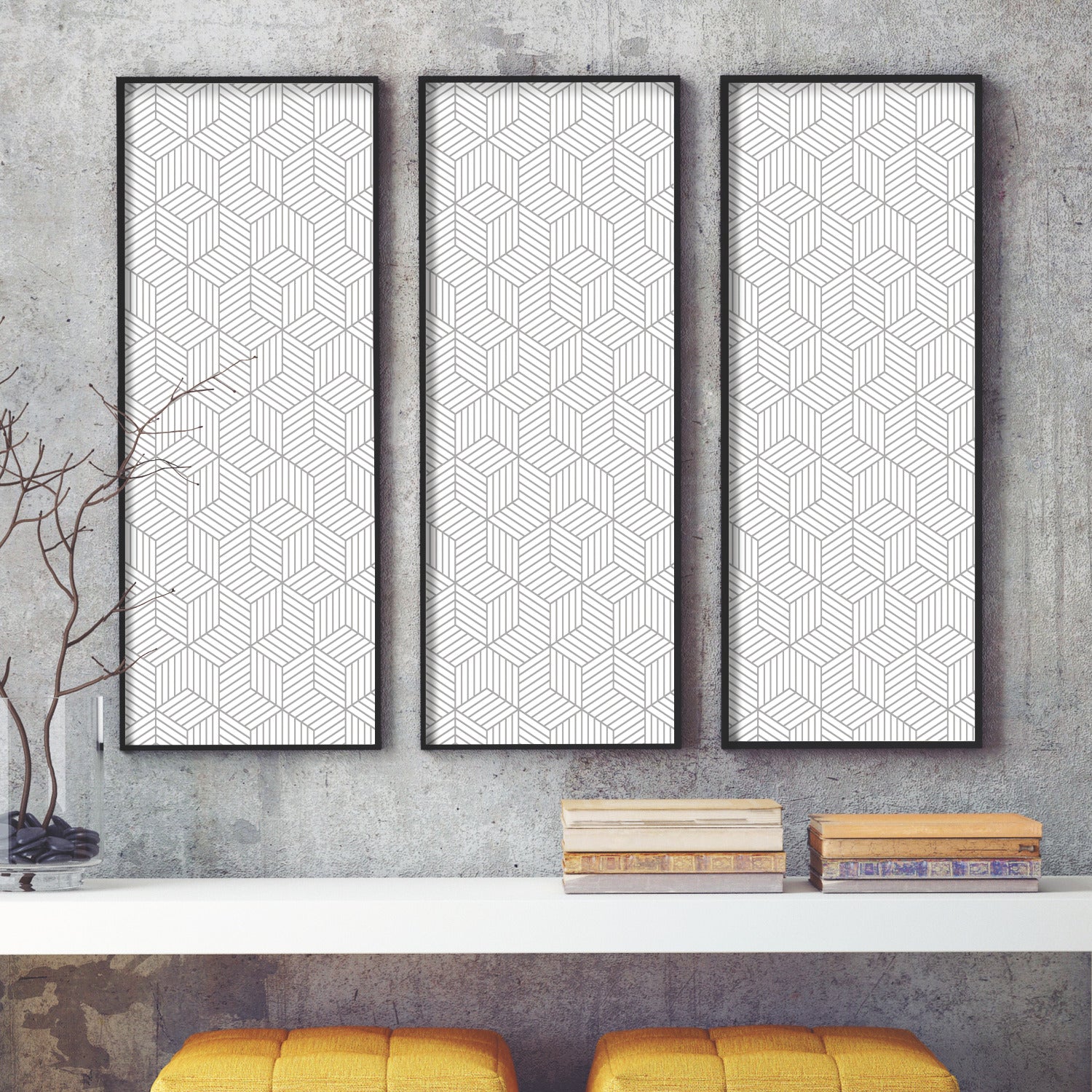Striped Hexagon Peel and Stick Wallpaper in a room setting