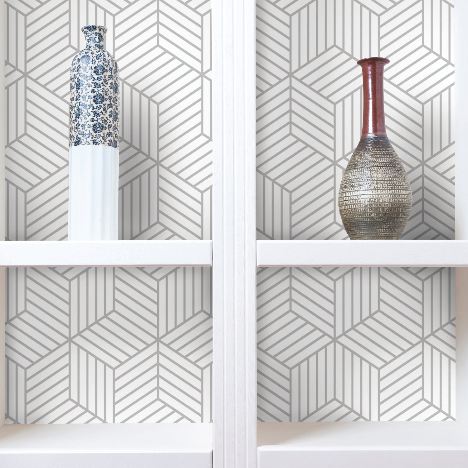 Striped Hexagon Peel and Stick Wallpaper in a room setting