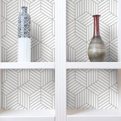 Striped Hexagon Peel and Stick Wallpaper in a room setting