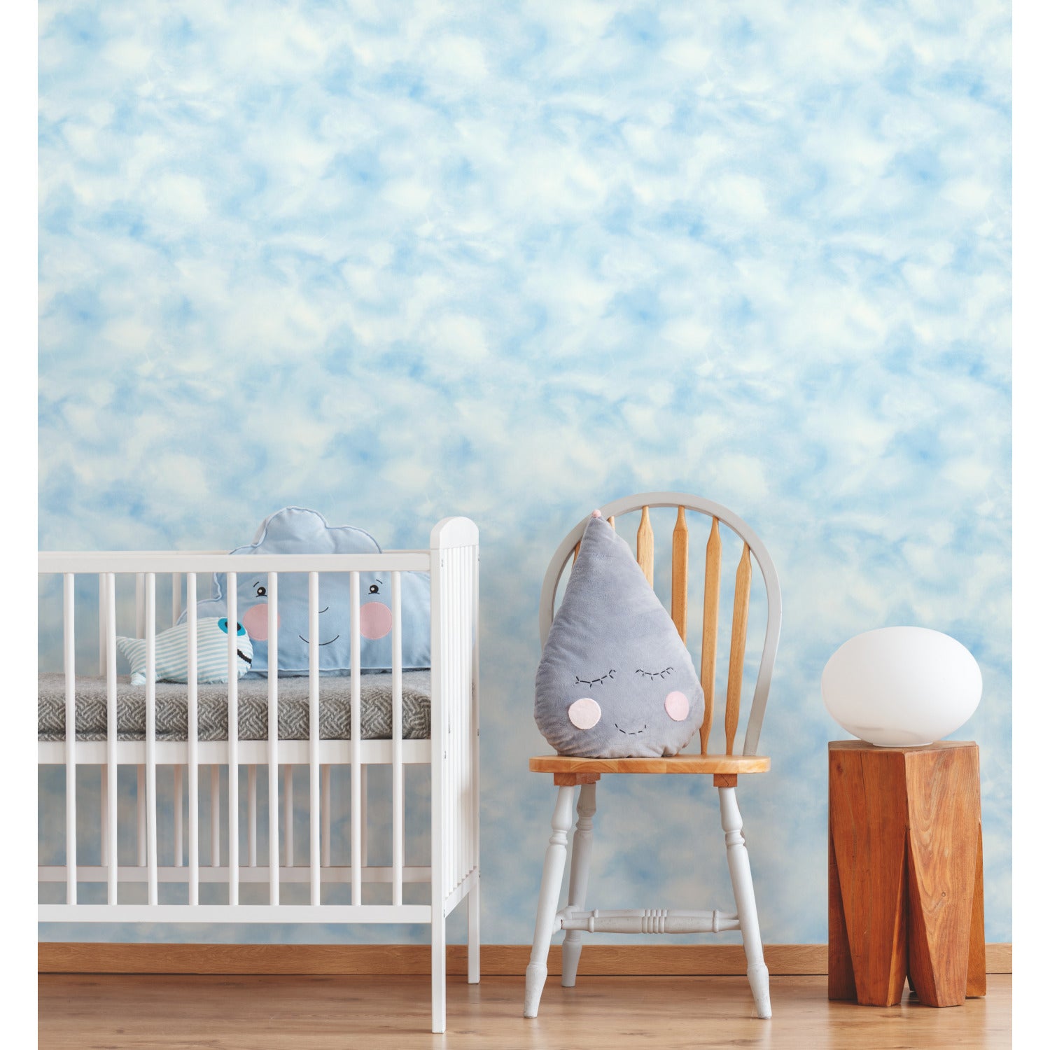 Cloud Peel and Stick Wallpaper in a room setting