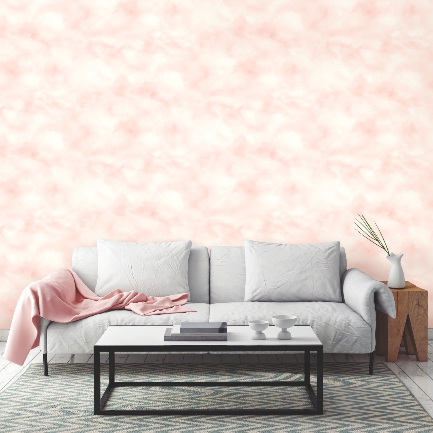 Cloud Peel and Stick Wallpaper in a room setting
