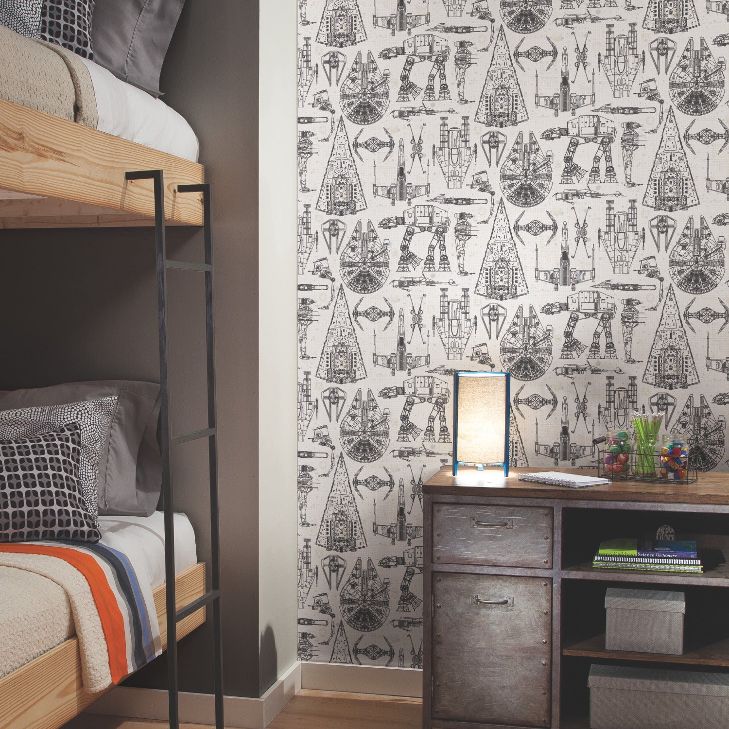 Star Wars Blueprint Peel & Stick Wallpaper in a room setting