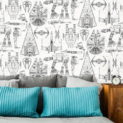 Star Wars Blueprint Peel & Stick Wallpaper in a room setting