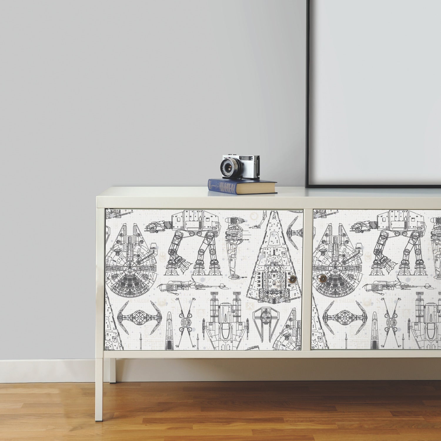 Star Wars Blueprint Peel & Stick Wallpaper in a room setting