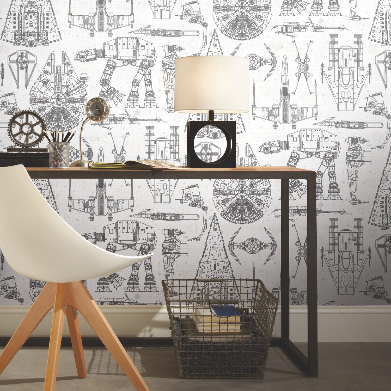 Star Wars Blueprint Peel & Stick Wallpaper in a room setting