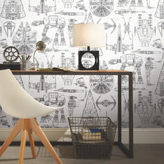 Star Wars Blueprint Peel & Stick Wallpaper in a room setting