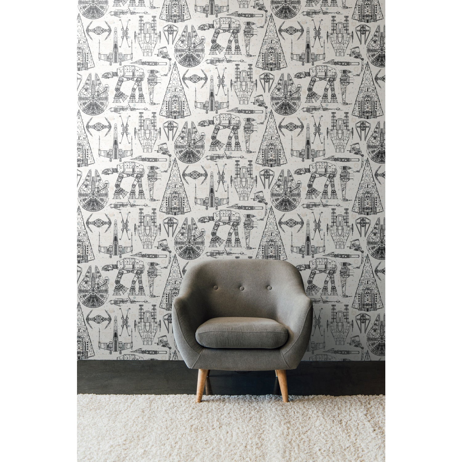 Star Wars Blueprint Peel & Stick Wallpaper in a room setting