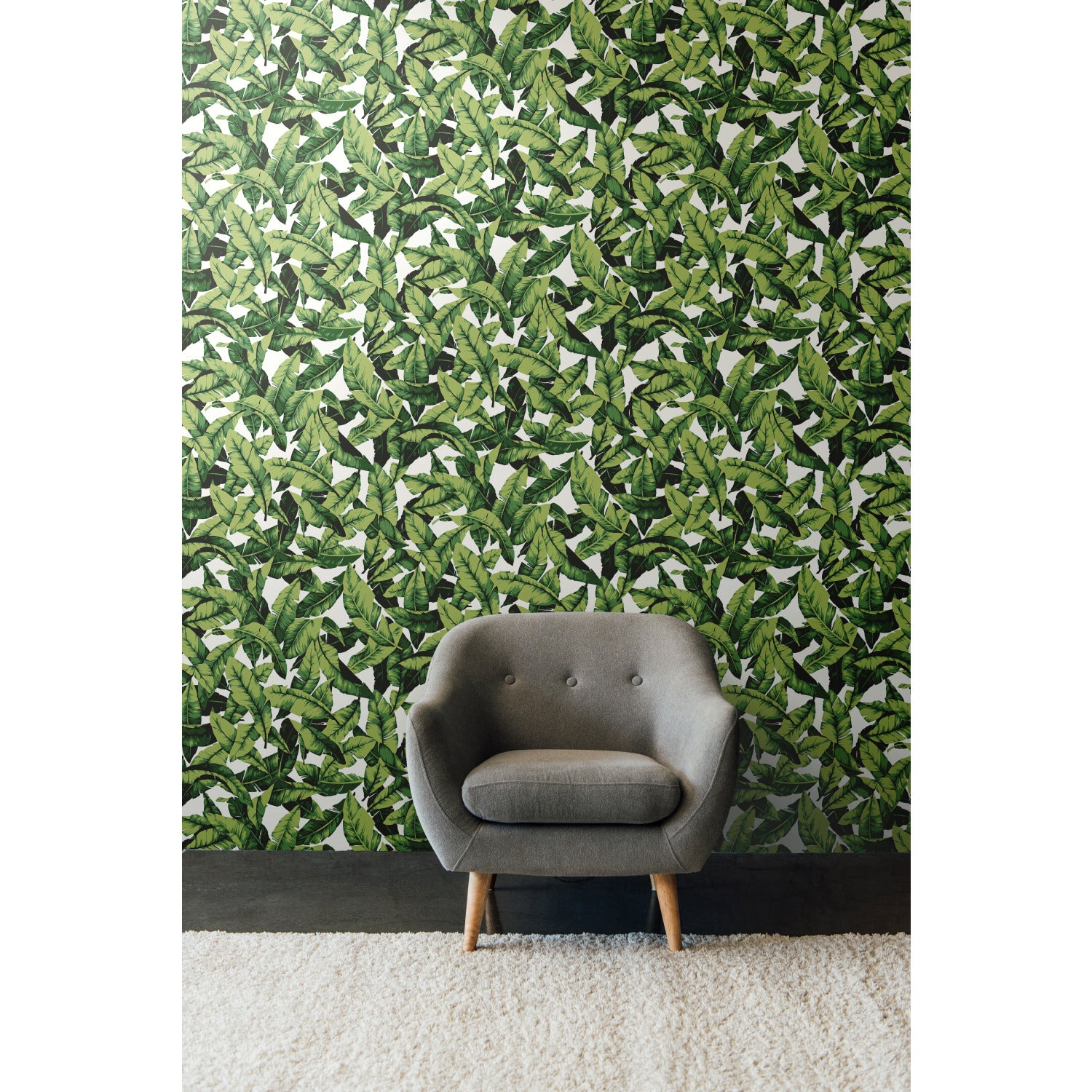 Palm Peel and Stick Wallpaper in a room setting