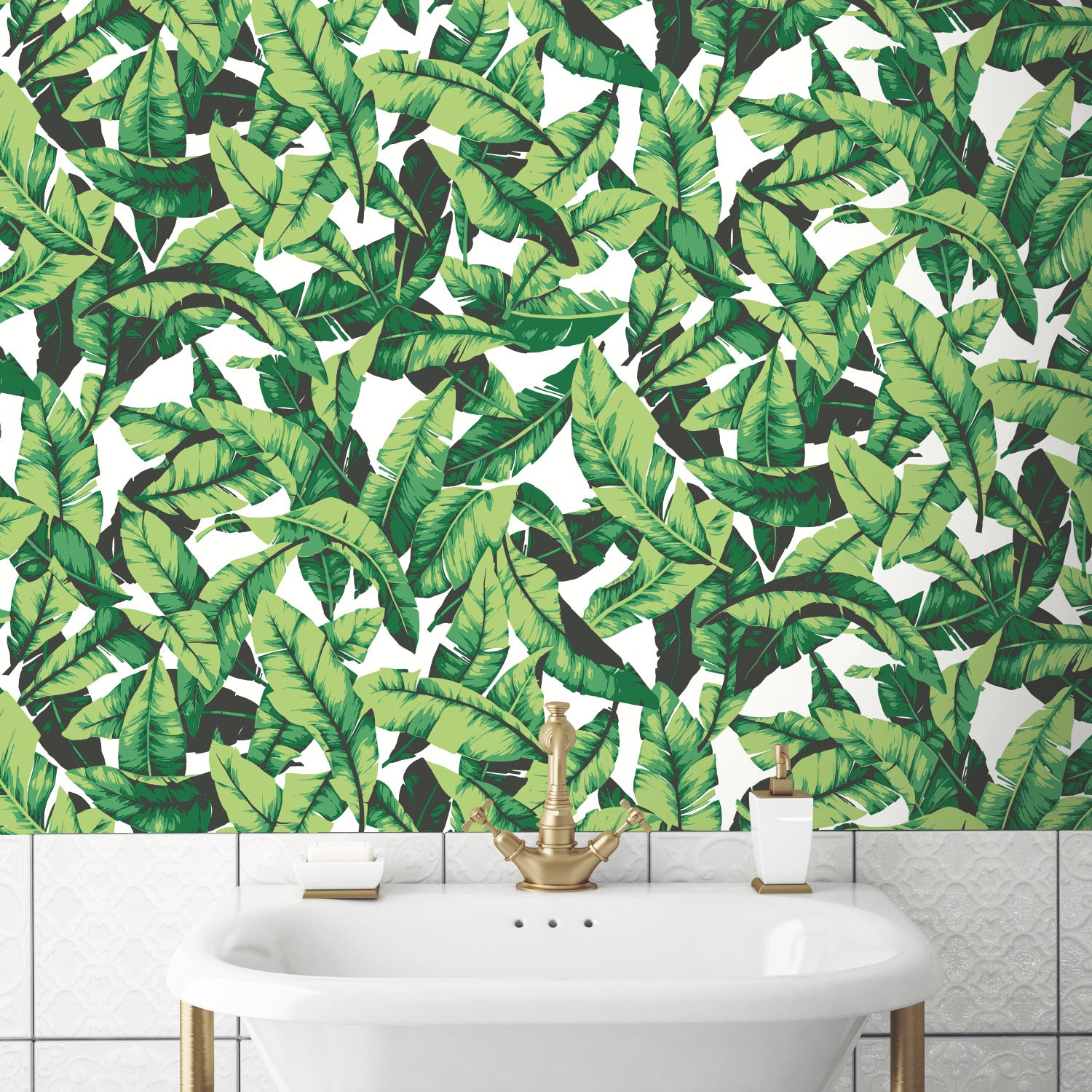 Palm Peel and Stick Wallpaper in a room setting