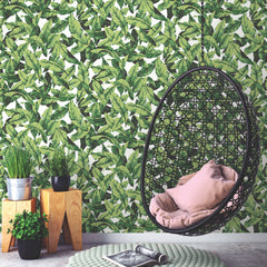 Palm Peel and Stick Wallpaper in a room setting