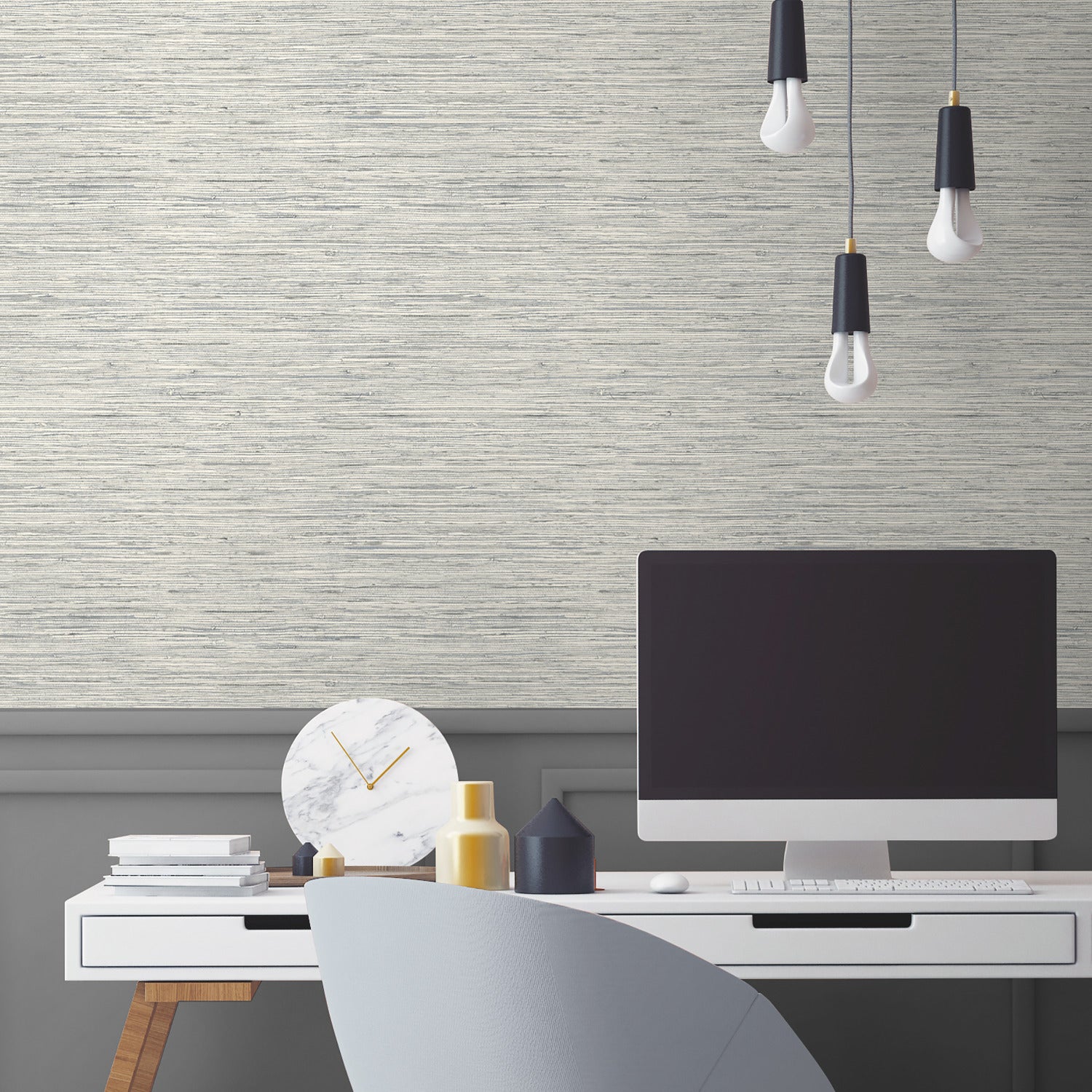Faux Grasscloth Peel and Stick Wallpaper in a room setting