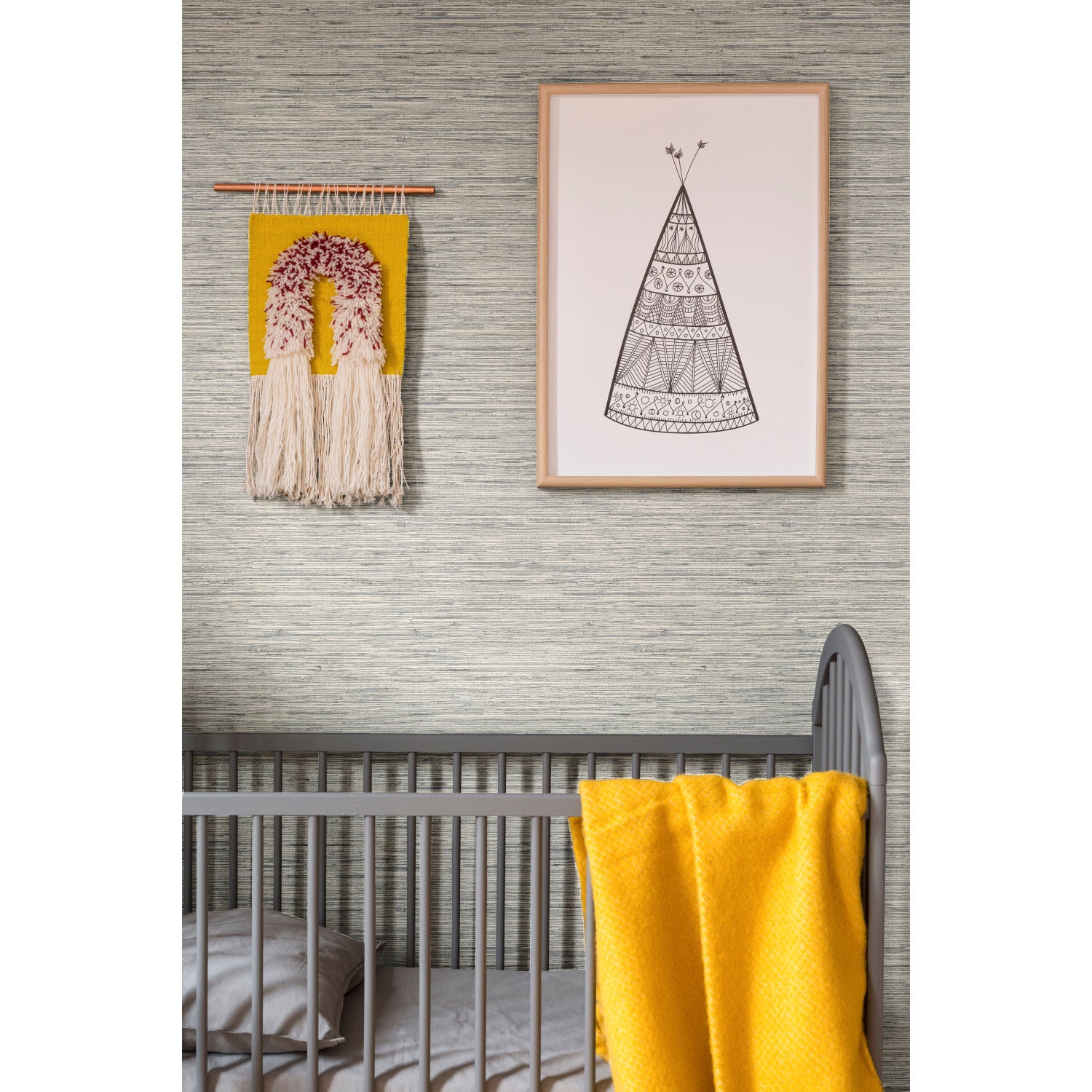 Faux Grasscloth Peel and Stick Wallpaper in a room setting