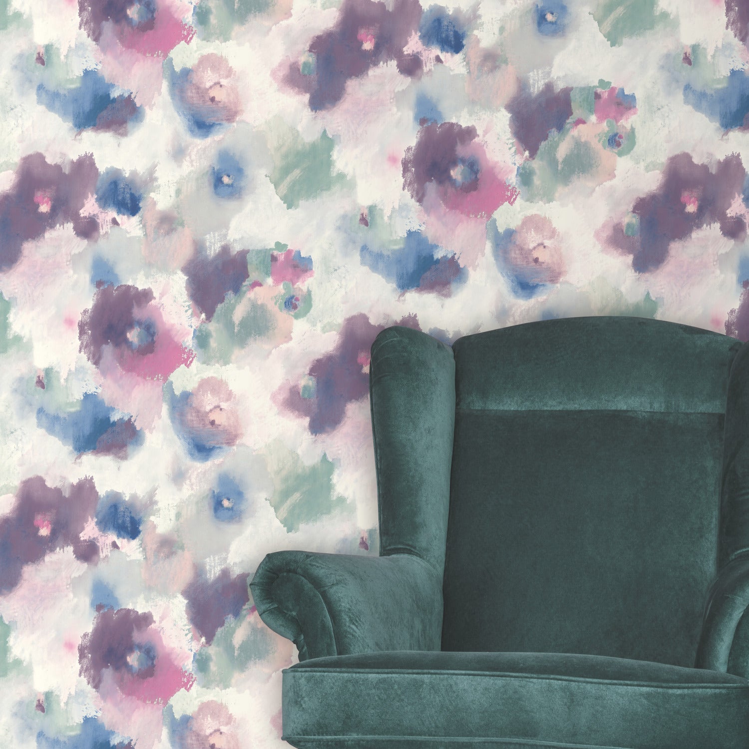Impressionist Floral Peel and Stick Wallpaper in a room setting