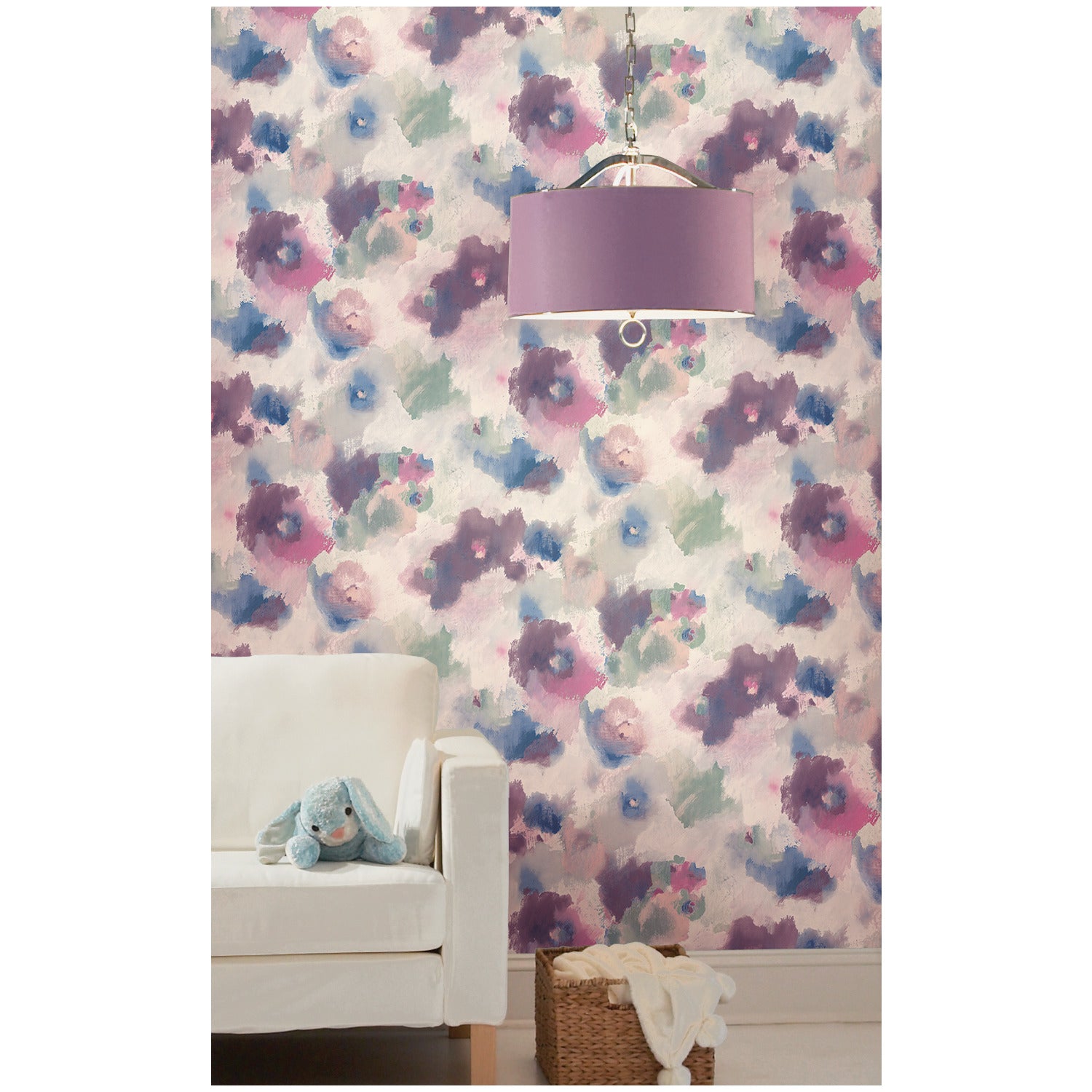 Impressionist Floral Peel and Stick Wallpaper in a room setting