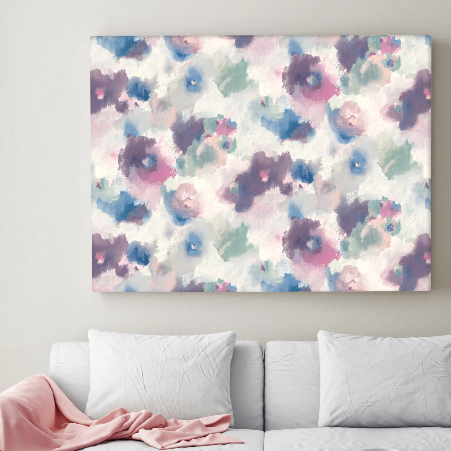 Impressionist Floral Peel and Stick Wallpaper in a room setting