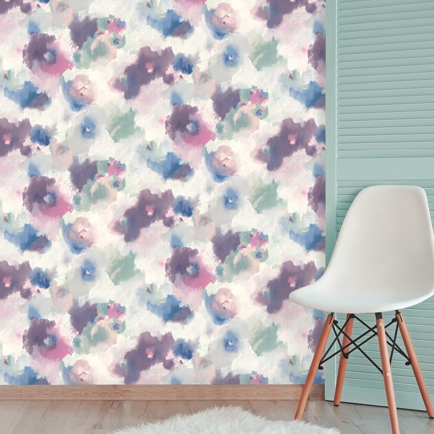 Impressionist Floral Peel and Stick Wallpaper in a room setting
