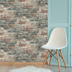 Brick Alley Peel and Stick Wallpaper in a room setting