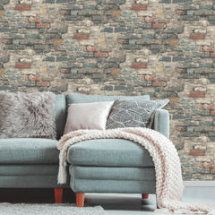 Brick Alley Peel and Stick Wallpaper in a room setting