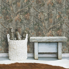 Kanati Camo Peel and Stick Wallpaper in a room setting