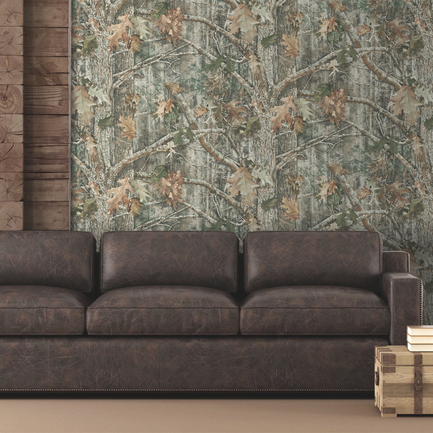 Kanati Camo Peel and Stick Wallpaper in a room setting