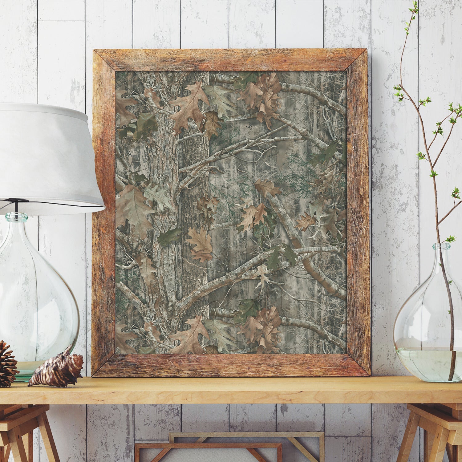 Kanati Camo Peel and Stick Wallpaper in a room setting