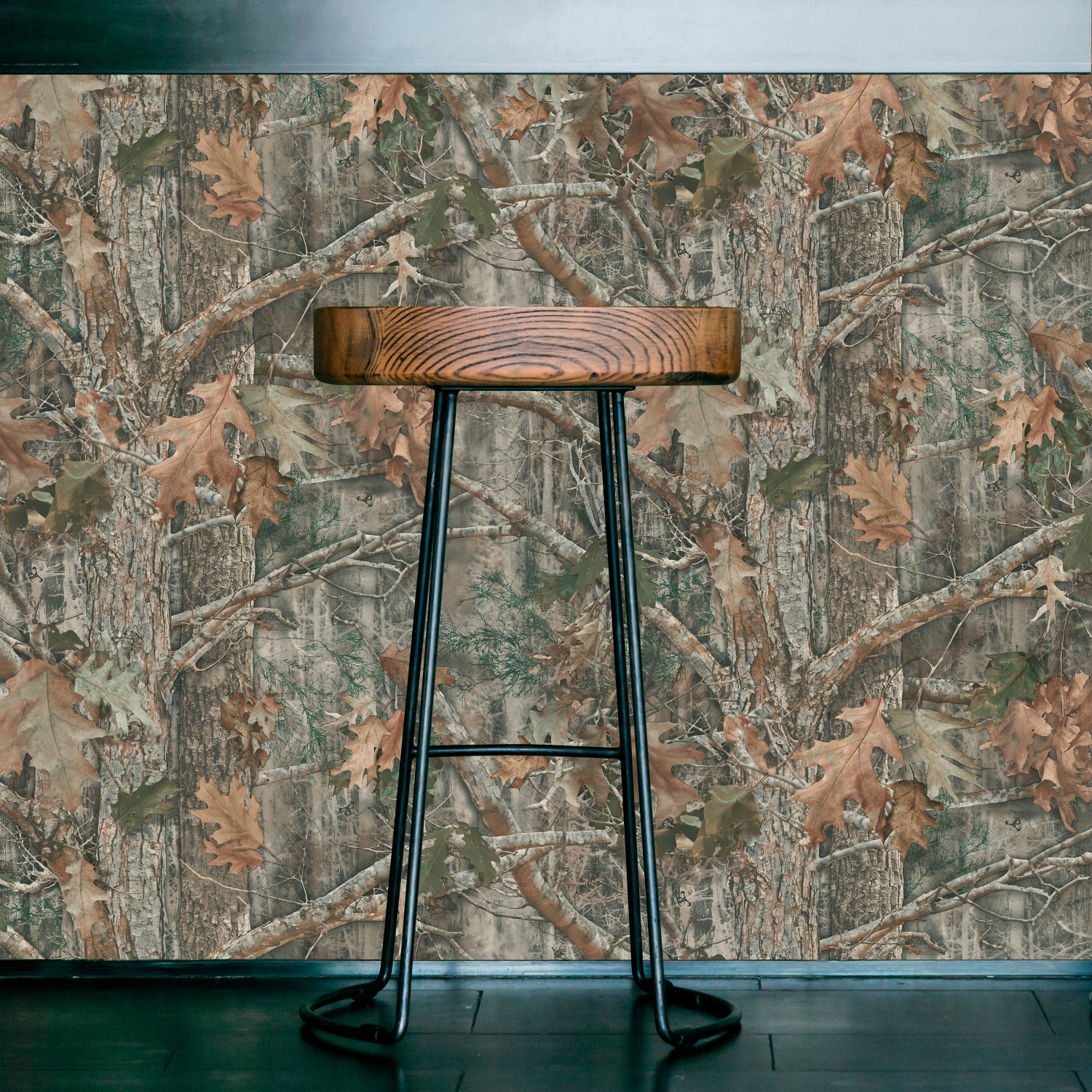 Kanati Camo Peel and Stick Wallpaper in a room setting
