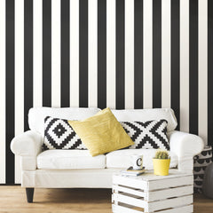 Awning Stripe Peel and Stick Wallpaper in a room setting