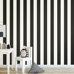 Awning Stripe Peel and Stick Wallpaper in a room setting