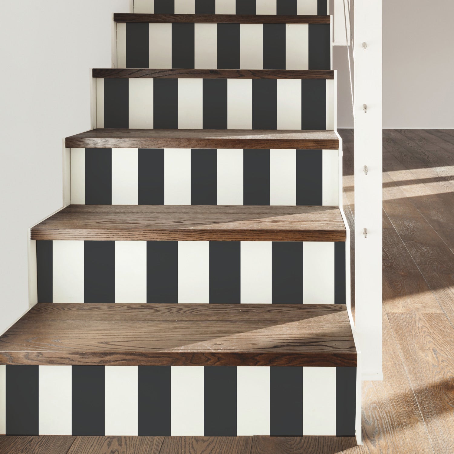 Awning Stripe Peel and Stick Wallpaper in a room setting