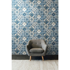 Mediterranean Tile Peel and Stick Wallpaper in a room setting