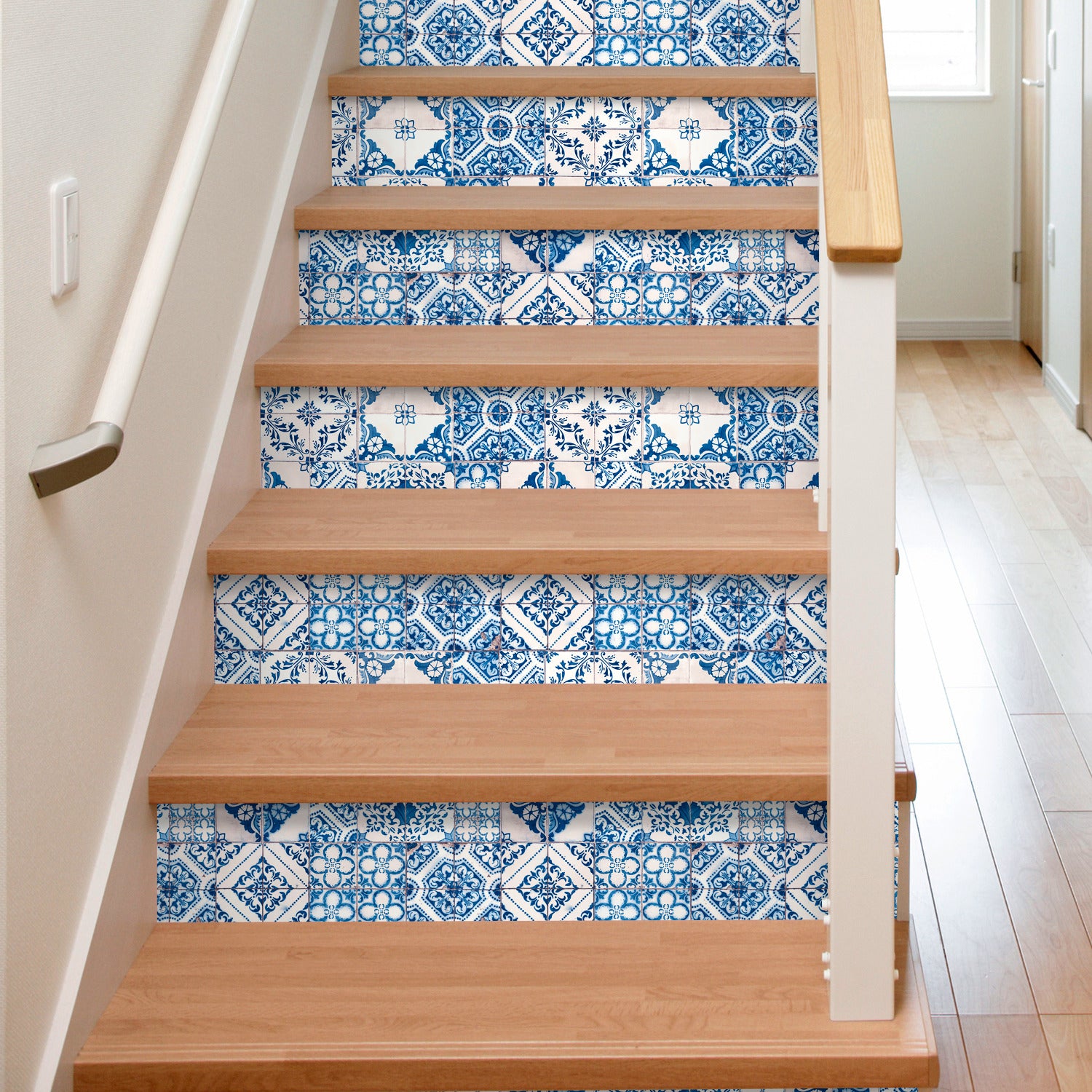 Mediterranean Tile Peel and Stick Wallpaper in a room setting
