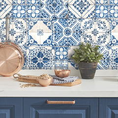 Mediterranean Tile Peel and Stick Wallpaper in a room setting