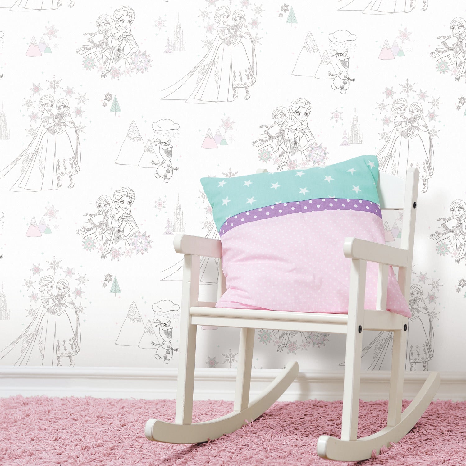 Disney Frozen Disney Frozen Peel and Stick Wallpaper Roll in a room setting