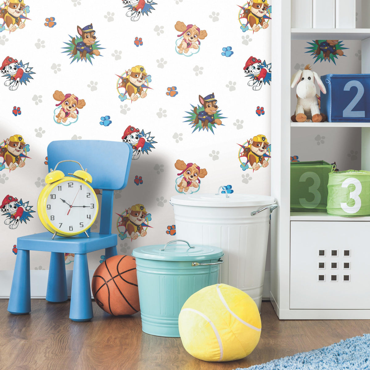 Paw Patrol Paw Patrol Peel and Stick Wallpaper in a room setting