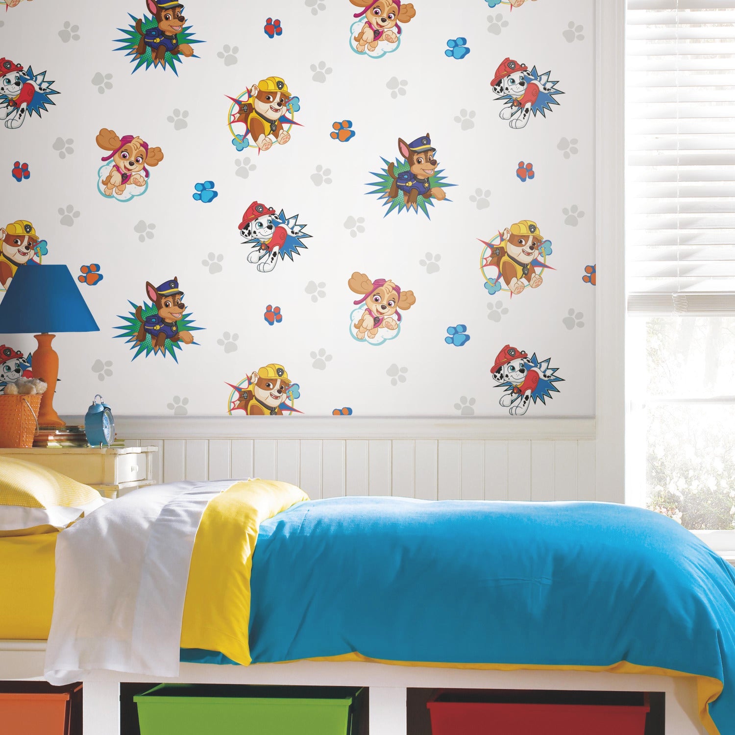 Paw Patrol Paw Patrol Peel and Stick Wallpaper in a room setting