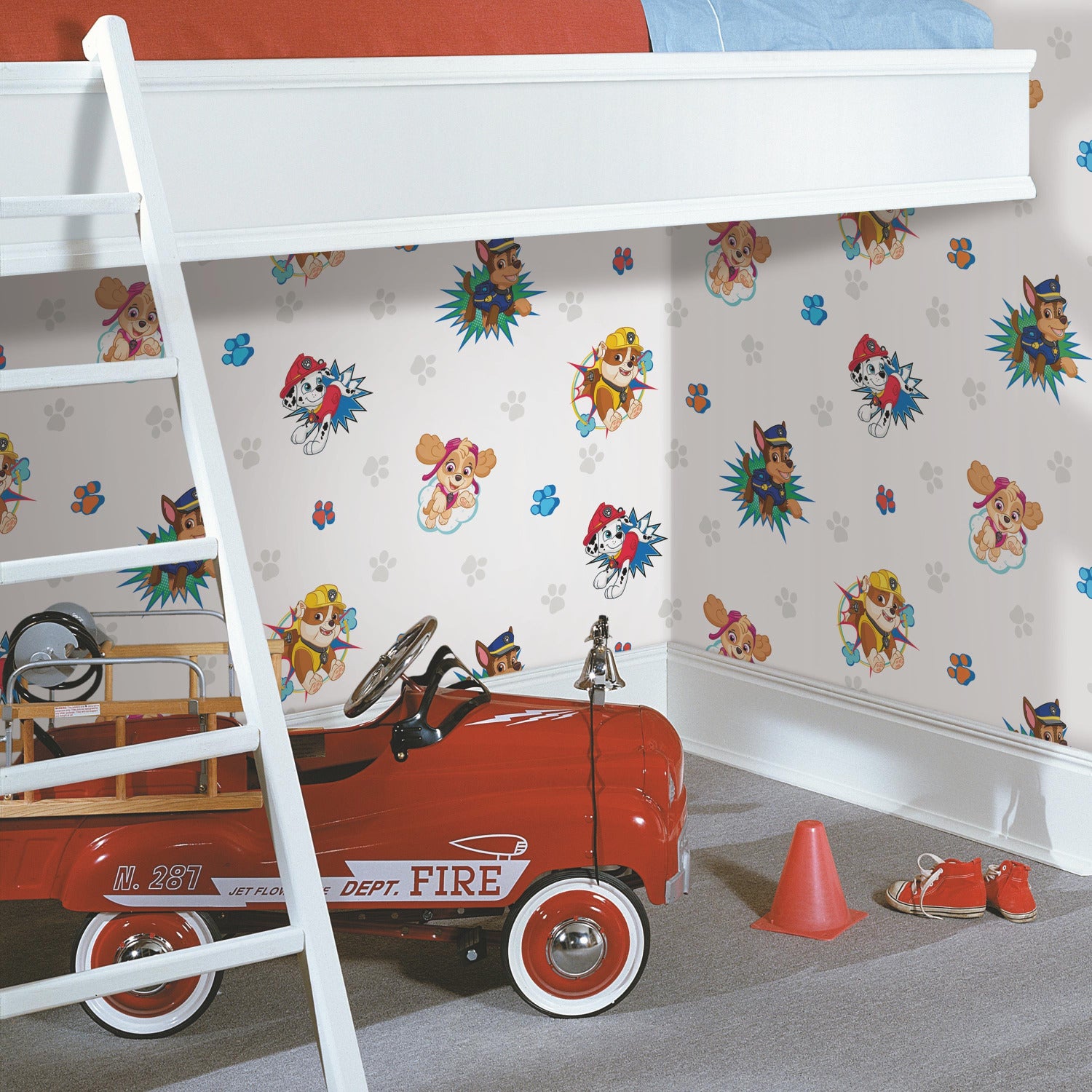 Paw Patrol Paw Patrol Peel and Stick Wallpaper in a room setting