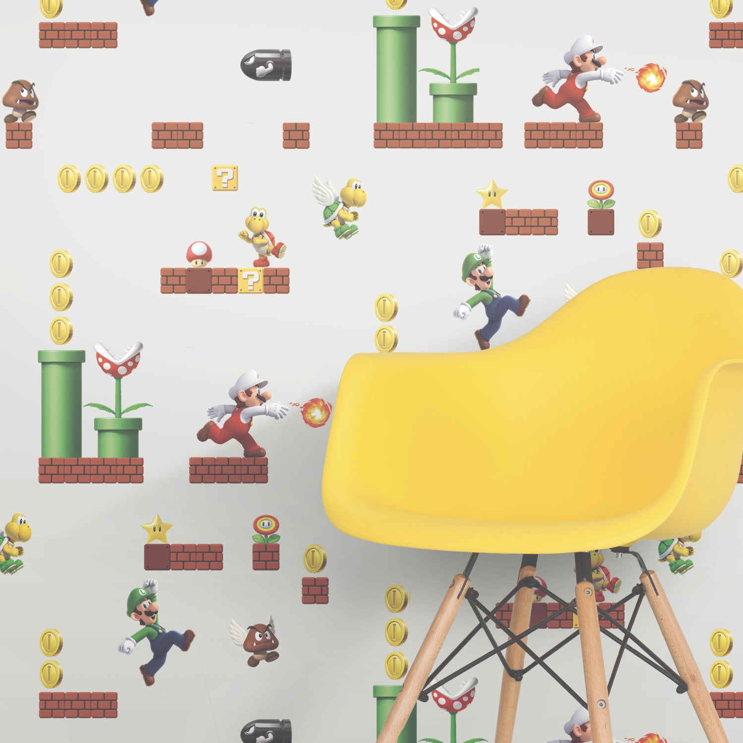 Mario P&S Wallpaper in a room setting