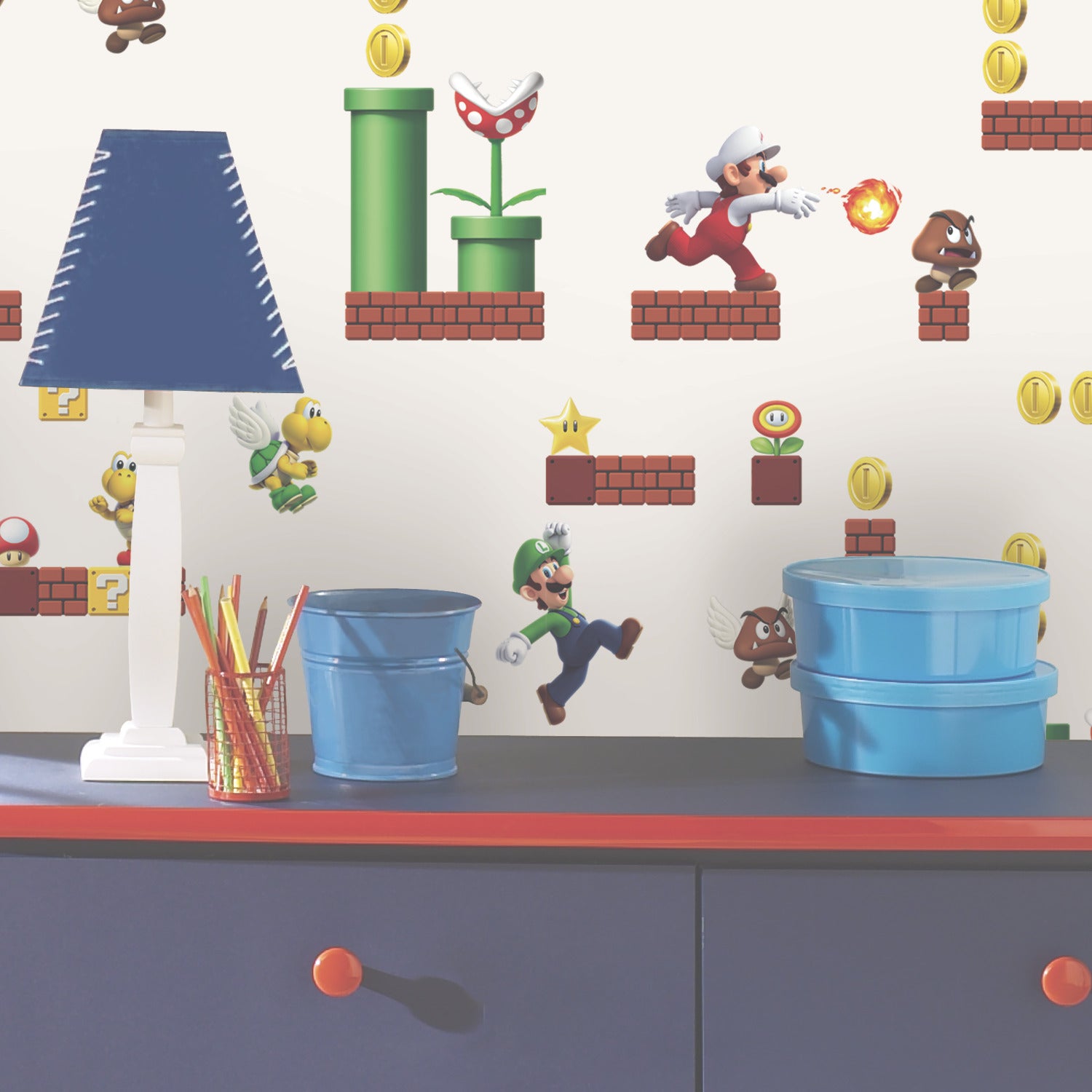 Mario P&S Wallpaper in a room setting