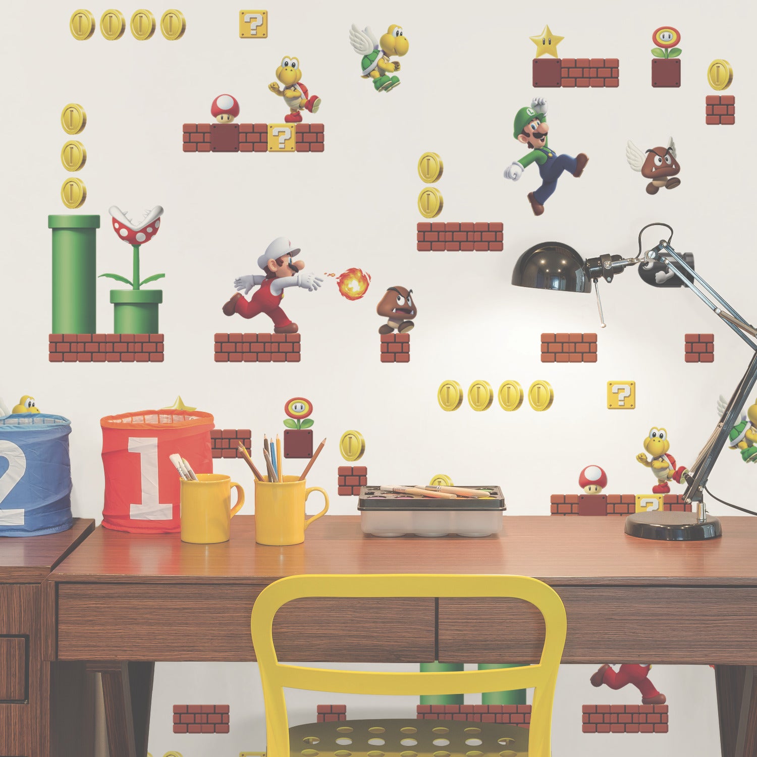 Mario P&S Wallpaper in a room setting