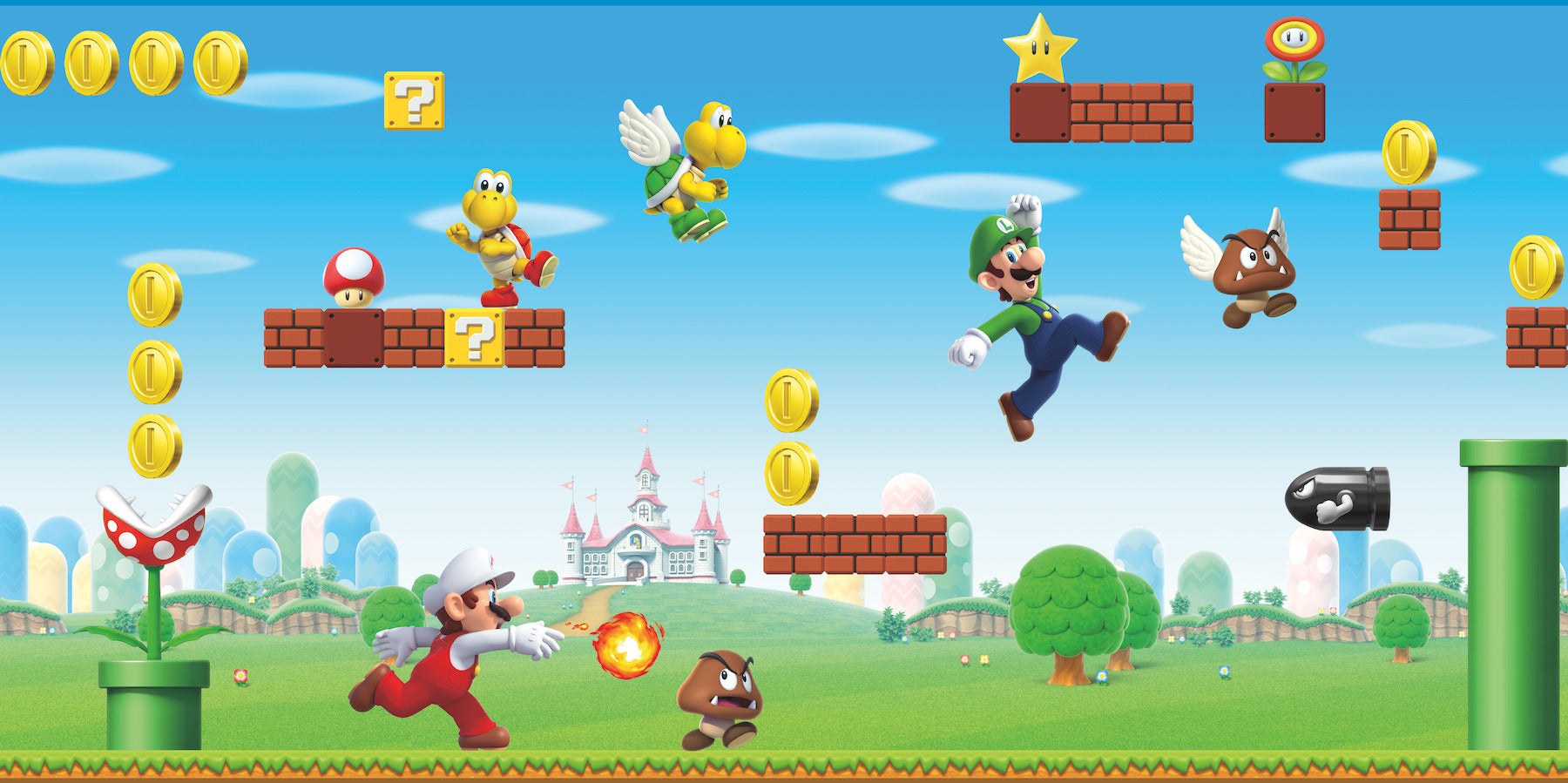 Nintendo Super Mario Scene Peel and Stick Wallpaper Border by WallPops