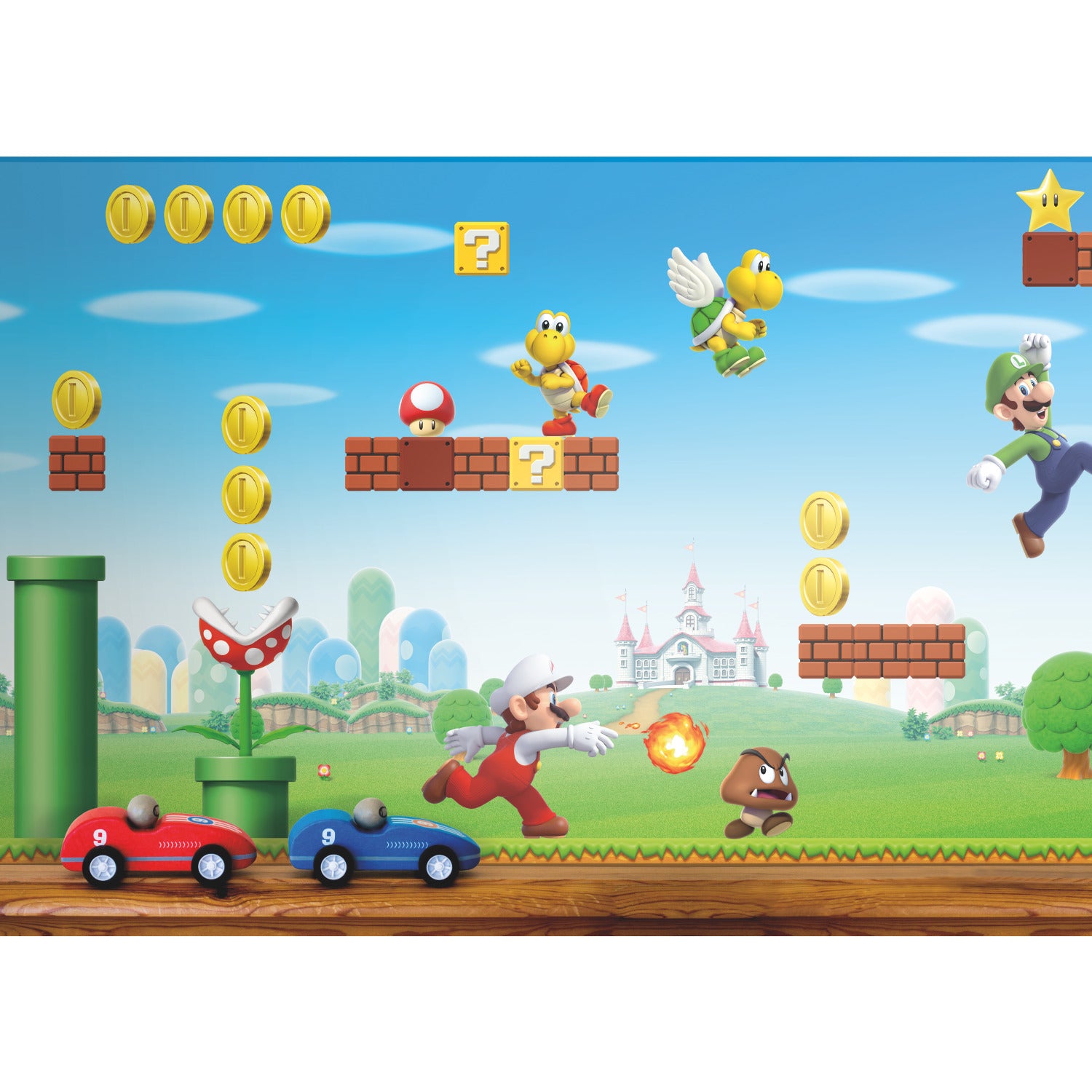 Nintendo Super Mario Scene Peel and Stick Wallpaper Border in a room setting